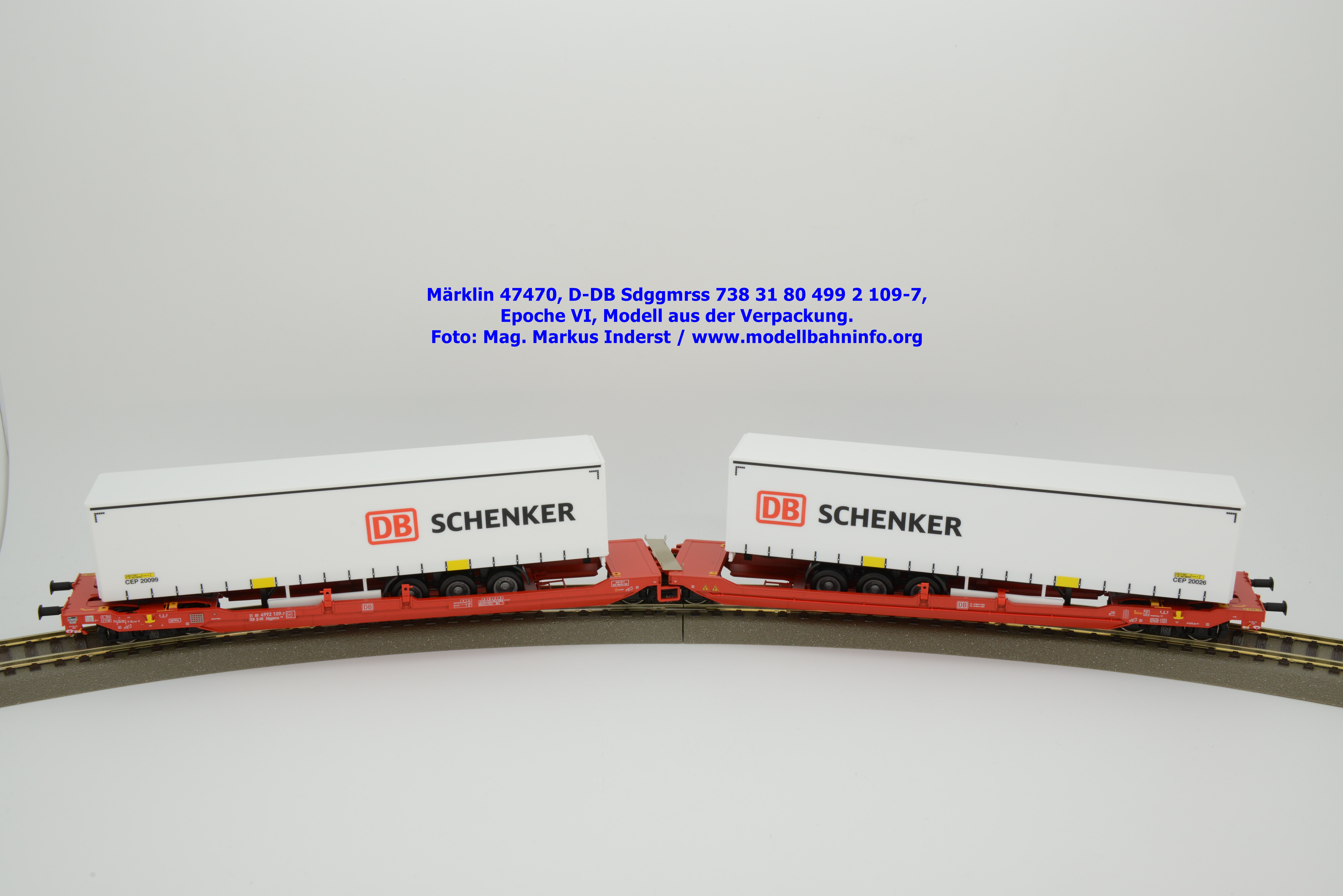 Wagon Miniature Marklin 47470 HO - Sdggmrss 738 Chargé Semi-remorque DB AG - Neuf